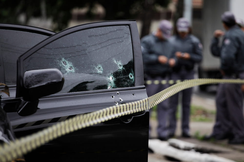 Crime scene on government property illustrating negligent security claim in Texas