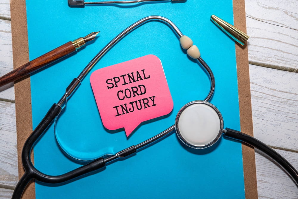 Medical equipment and spinal cord injury documentation highlighting long-term care considerations