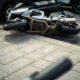 Motorcycle lying in the road after a Grand Junction crash